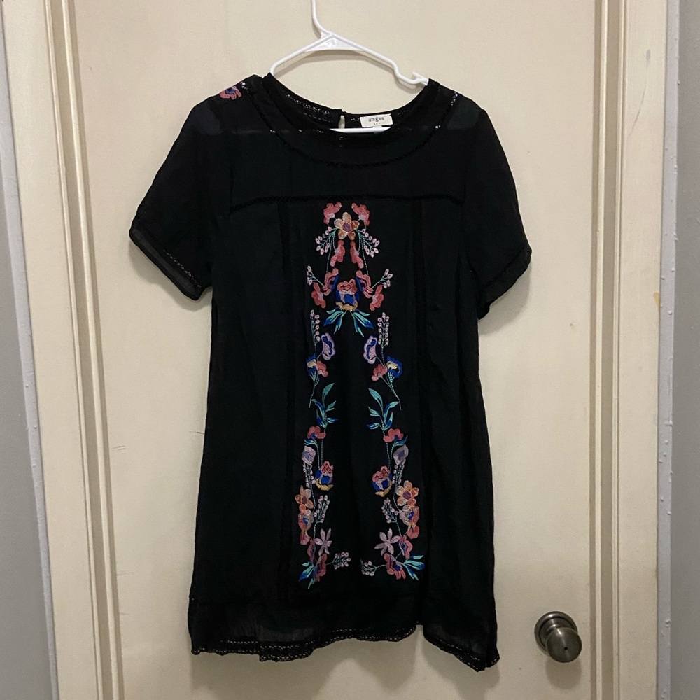 Umgee Embroidered Black Dress.